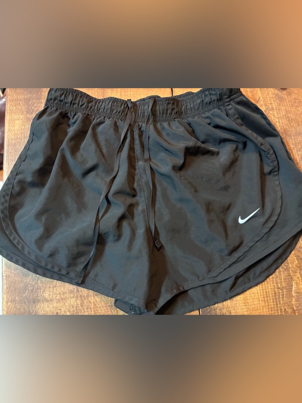 Nike Women's Black Athletic Shorts with White Swoosh